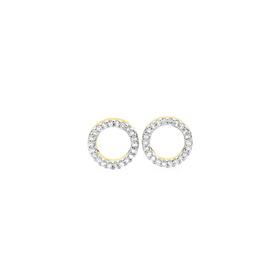 9ct+Gold+Diamond+Circle+Stud+Earrings