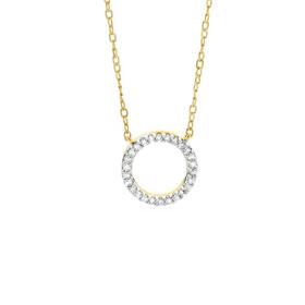 9ct+Gold+Diamond+Circle+Necklet