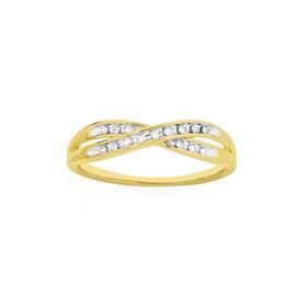 9ct+Gold+Diamond+Crossover+Ring