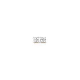 9ct+Gold+Diamond+Square+Stud+Earrings