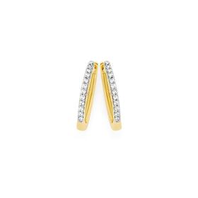 9ct+Gold+Diamond+Fine+Huggie+Earrings