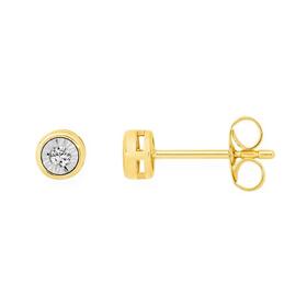 9ct-Two-Tone-Gold-Diamond-Bezel-Set-Stud-Earrings on sale