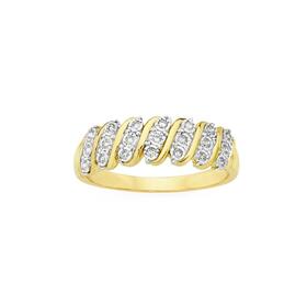 9ct+Gold+Diamond+Ribbon+Band