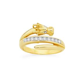 9ct+Gold+Diamond+Dragon+Ring