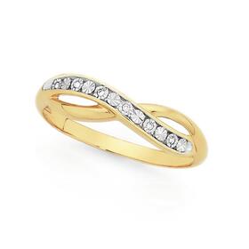 9ct+Gold+Diamond+Crossover+Ring