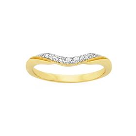 9ct+Gold+Diamond+Curved+Band