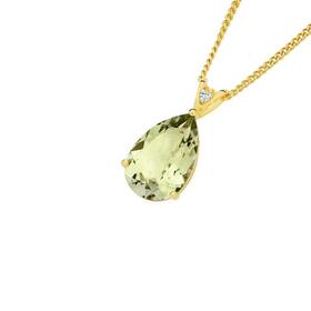 9ct-Gold-Green-Amethyst-Slider-Pendant-with-Diamond on sale