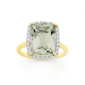 Manhattan+G+Cocktail+Ring+Collection+-+9ct+Gold+Green+Amethyst+Long+Cushion+Shape+Ring