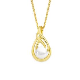 9ct+Gold+Cultured+Freshwater+Pearl+Pendant