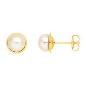 9ct-Gold-Cultured-Freshwater-Pearl-Gold-Framed-Stud-Earrings on sale