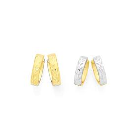 9ct-Gold-on-Silver-Two-Tone-Reversible-Huggie-Earrings on sale