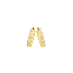 9ct-Gold-on-Silver-Two-Tone-4x15mm-Hoop-Earrings on sale