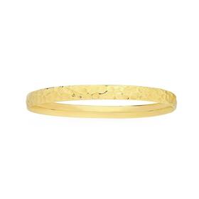 9ct+Gold+on+Silver+Solid+6x65mm+Hammered+Bangle