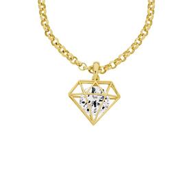 9ct+Gold+Cubic+Zirconia+Open+Diamond+Shape+Pendant