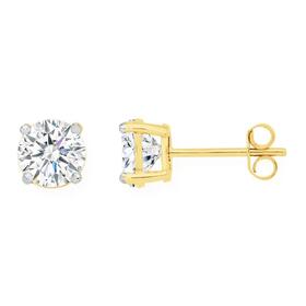 9ct+Gold+Cubic+Zirconia+Stud+Earrings