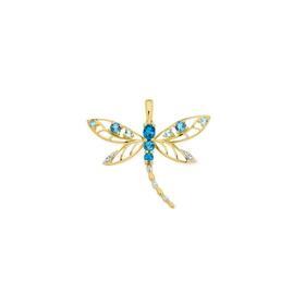 9ct-Gold-Multi-Topaz-Open-Dragonfly-Pendant on sale