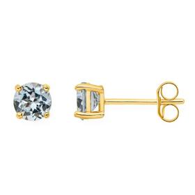 9ct+Gold+Blue+Topaz+Stud+Earrings