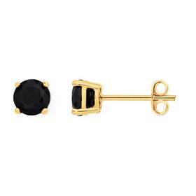 9ct+Black+Sapphire+5mm+Stud+Earrings