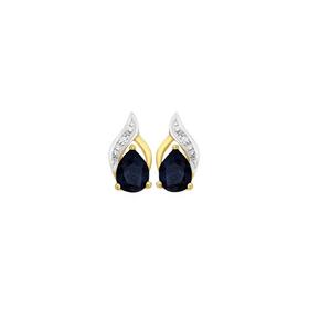 9ct+Gold+Sapphire+%26+Diamond+Stud+Earrings