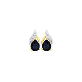 9ct-Gold-Sapphire-Diamond-Stud-Earrings on sale