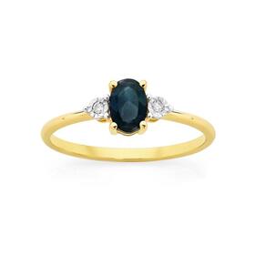 9ct-Gold-Sapphire-Diamond-Ring on sale