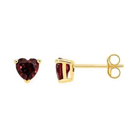 9ct-Gold-Created-Ruby-Heart-Stud-Earrings on sale