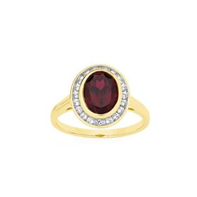 9ct+Gold+Created+Ruby+%26+Diamond+Oval+Cut+Ring