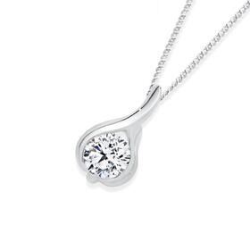 Silver+Cubic+Zirconia+Teardrop+Pendant