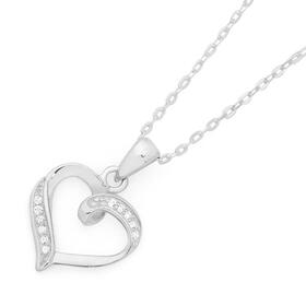 Sterling-Silver-Cubic-Zirconia-Heart-Pendant on sale