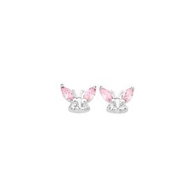 Silver+Pink+%26+White+CZ+Butterfly+Studs