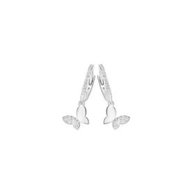 Sterling-Silver-Cubic-Zirconia-2x12mm-Butterfly-Drop-Huggie-Earrings on sale