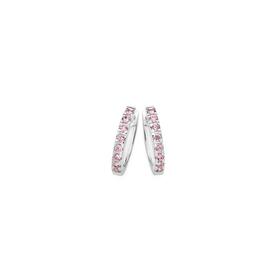 Silver+Pink+CZ+Channel+Set+Hoop+Earrings