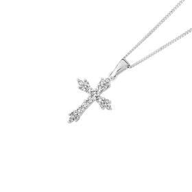 Silver-CZ-Flared-Cross-Pendant on sale