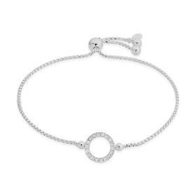 Italian-Sterling-Silver-Cubic-Zirconia-Circle-Friendship-Bracelet on sale