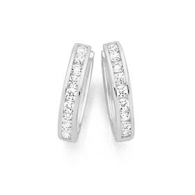 Silver-CZ-Channel-Set-Huggie-Earrings on sale