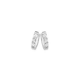 Silver+10mm+4+Cubic+Zirconia+V+Claw+Hoop+Earrings