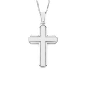 Sterling-Silver-40mm-Square-End-Cross-Mens-Pendant on sale