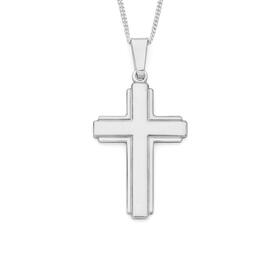 Sterling-Silver-Square-Ends-Raised-Center-Cross-Gents-Pendant on sale
