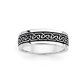 Silver+Oxidised+Celtic+Knot+Ring+Size+W