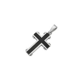 Stainless-Steel-Black-Plate-Centre-Edgy-Cross-Mens-Pendant on sale