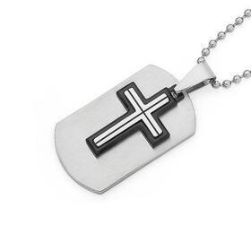 Steel-Black-Edge-Cross-Steel-Dogtag on sale