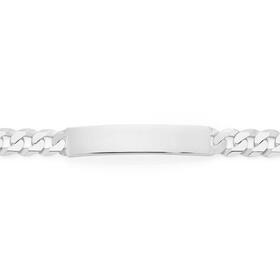 Sterling-Silver-21cm-Diamond-Cut-Flat-Curb-Identity-Gents-Bracelet on sale