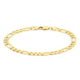 9ct-Gold-21cm-Solid-Concave-31-Figaro-Gents-Bracelet on sale