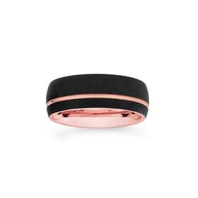 Tungsten-Carbide-Matte-Black-Rose-Gold-Plate-Line-Ring on sale