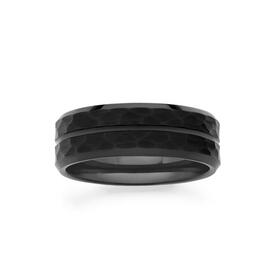 Tungsten-Carbide-Black-Textured-Matte-Centre-Line-Mens-Ring on sale