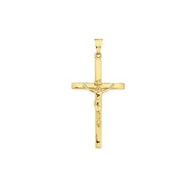 9ct+Gold+40mm+%27Inri%27+Crucifix+Pendant