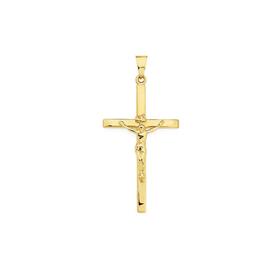 9ct-Gold-40mm-Inri-Crucifix-Gents-Pendant on sale