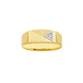 9ct+Gold+Diamond-set+Gents+Ring