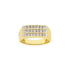 9ct+Gold+Diamond+Channel+Set+Gents+Dress+Ring