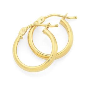 9ct+Gold+10mm+Hoop+Earrings